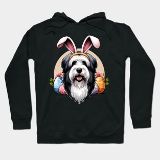 Polish Lowland Sheepdog Celebrates Easter with Bunny Ears Hoodie